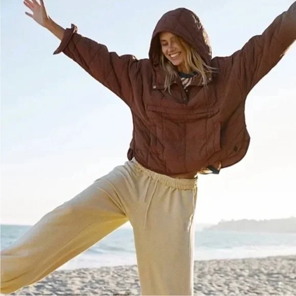 NWT Free People Movement chocolate brown Pippa Packable Pullover Puffer XL - Picture 3 of 9